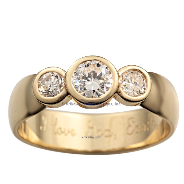 Three Stone Modern Engagement Ring
